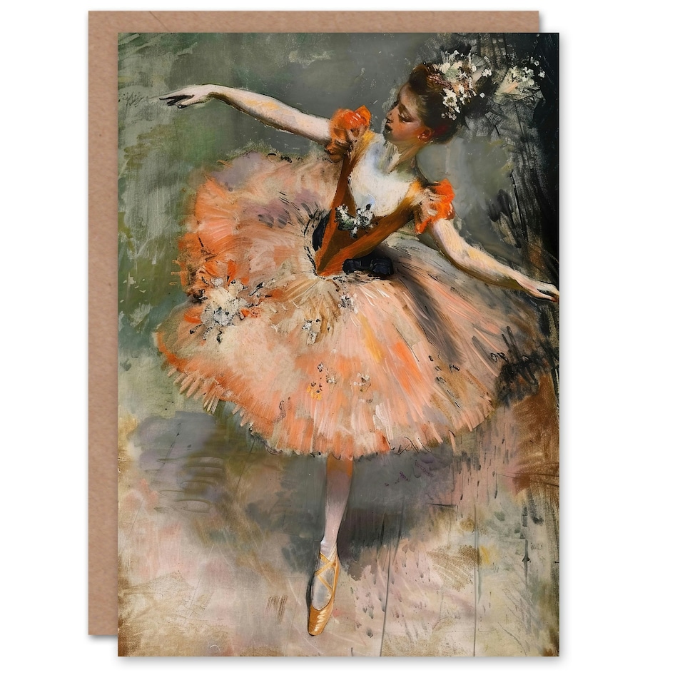 image 1 of Ballerina Arabesque Pose Edgar Degas Him Her Birthday Card