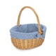 image 5 of Cotton Lined Full Buff Willow Child’s Shopping Basket Red | Red Checked | One Size
