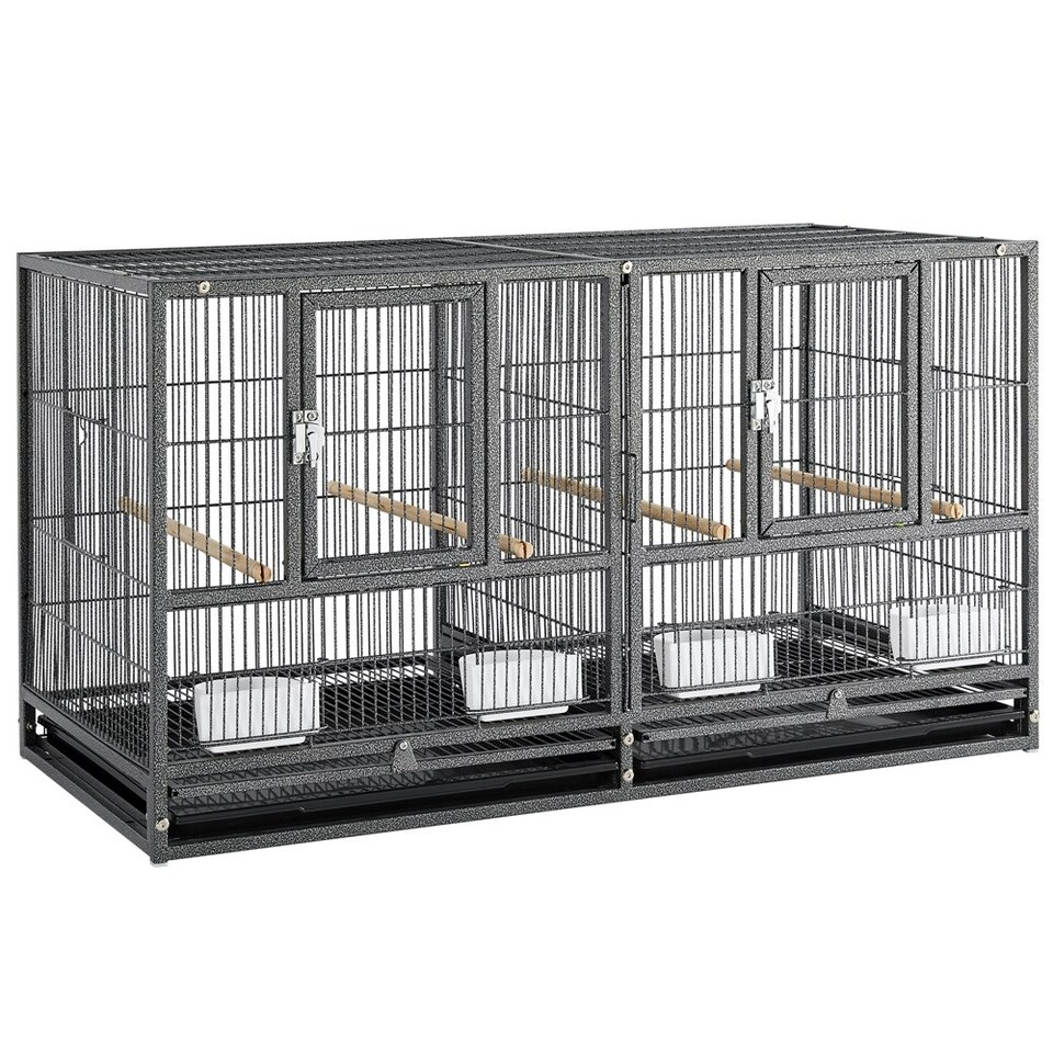 image 1 of Yaheetech 52.5 cm Tall Stackable Divided Wide Breeder Bird Cage Black