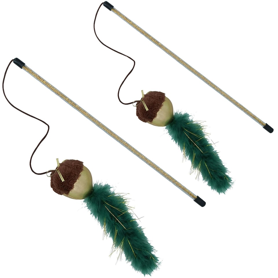 image 1 of 2PK Cat Kitten Christmas Gift Christmas Acorn Teaser Interactive Chaser Play Toy