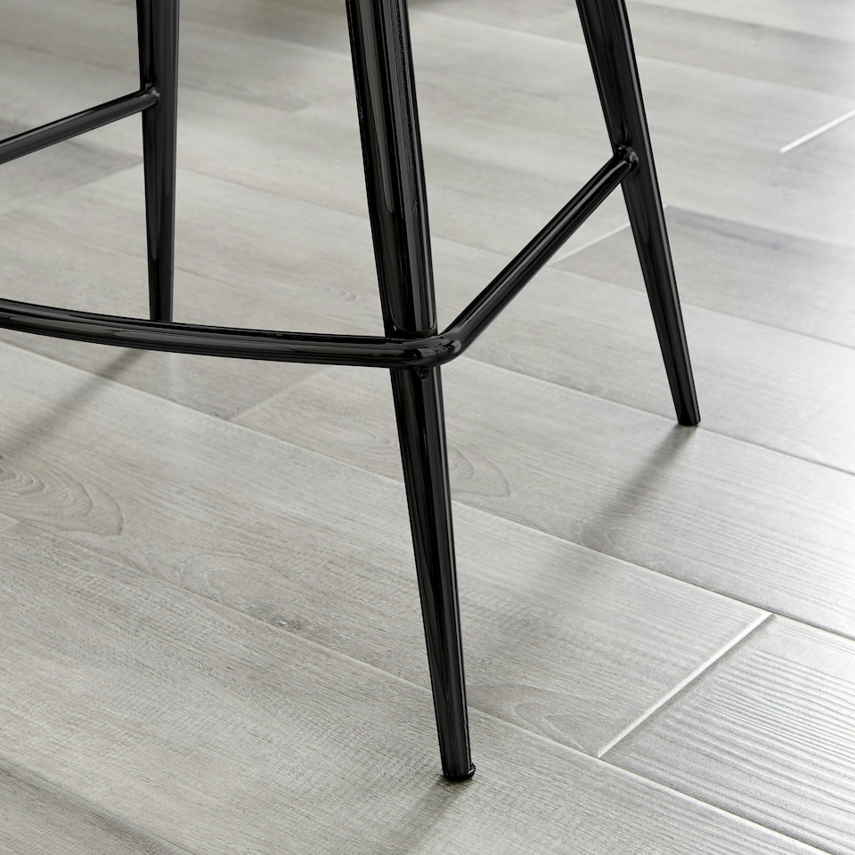image 1 of Furniturebox Pesaro 2x Green Velvet Black Legs Bar Chair