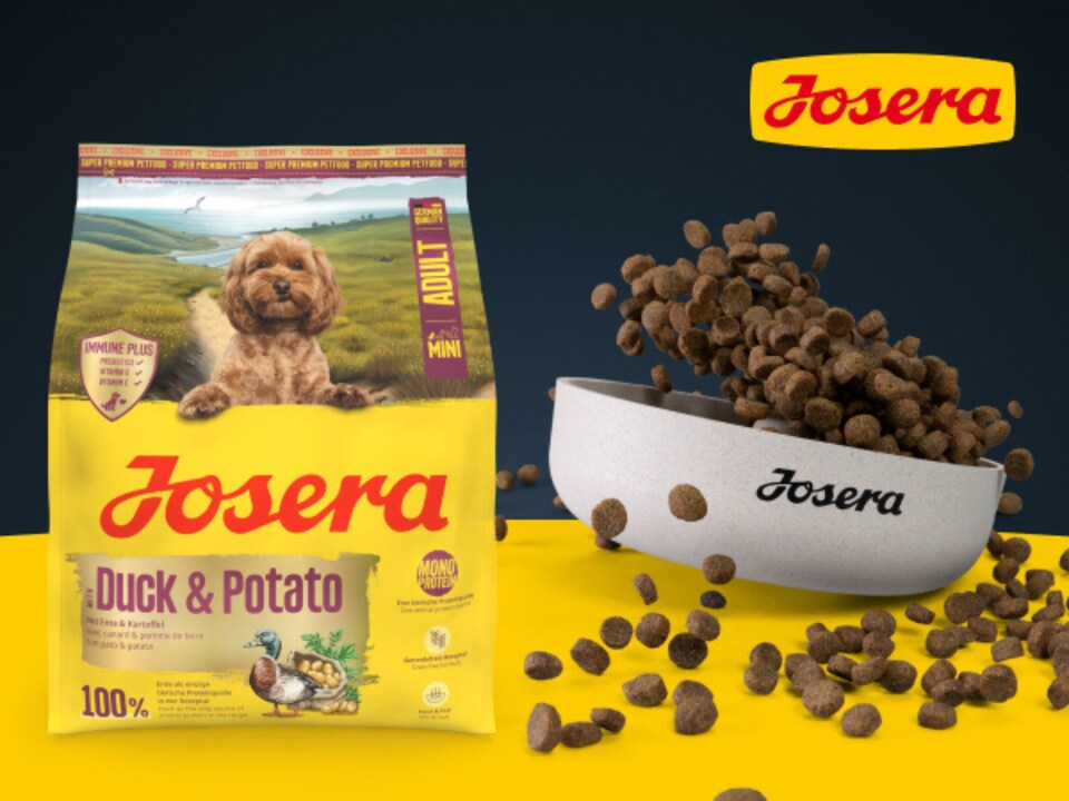 image 1 of Josera Mini Adult Duck & Potato | Grain free | Single meat protein | Complete dry food for toy & small breed dogs | Immune Plus | Skin & Coat | 3x3kg