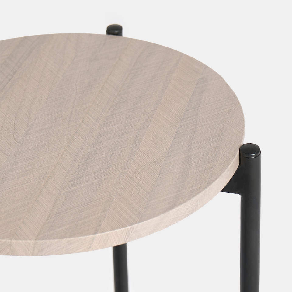 image 1 of OHS Round Side Table Coffee End Tables Nightstand with Metal Frame | Bronze | Natural