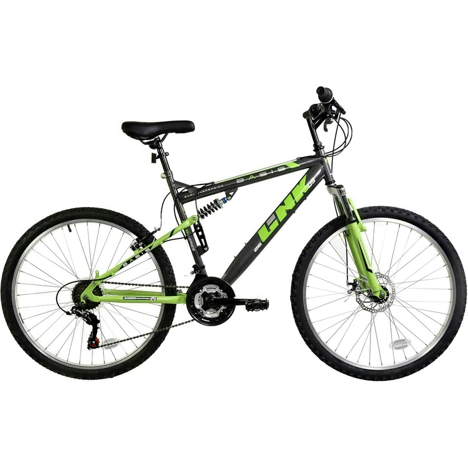 image 1 of Basis Link DS Full Suspension Mountain Bike, 26" Wheel - Graphite/Lime
