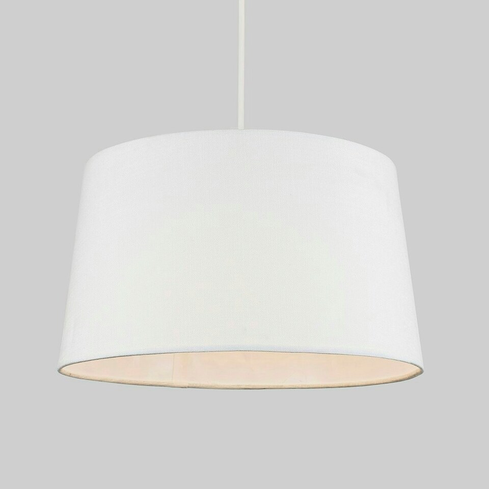 image 1 of ValueLights Doretta Fabric N/A White Tapered Ceiling Pendant Shade and LED Bulb