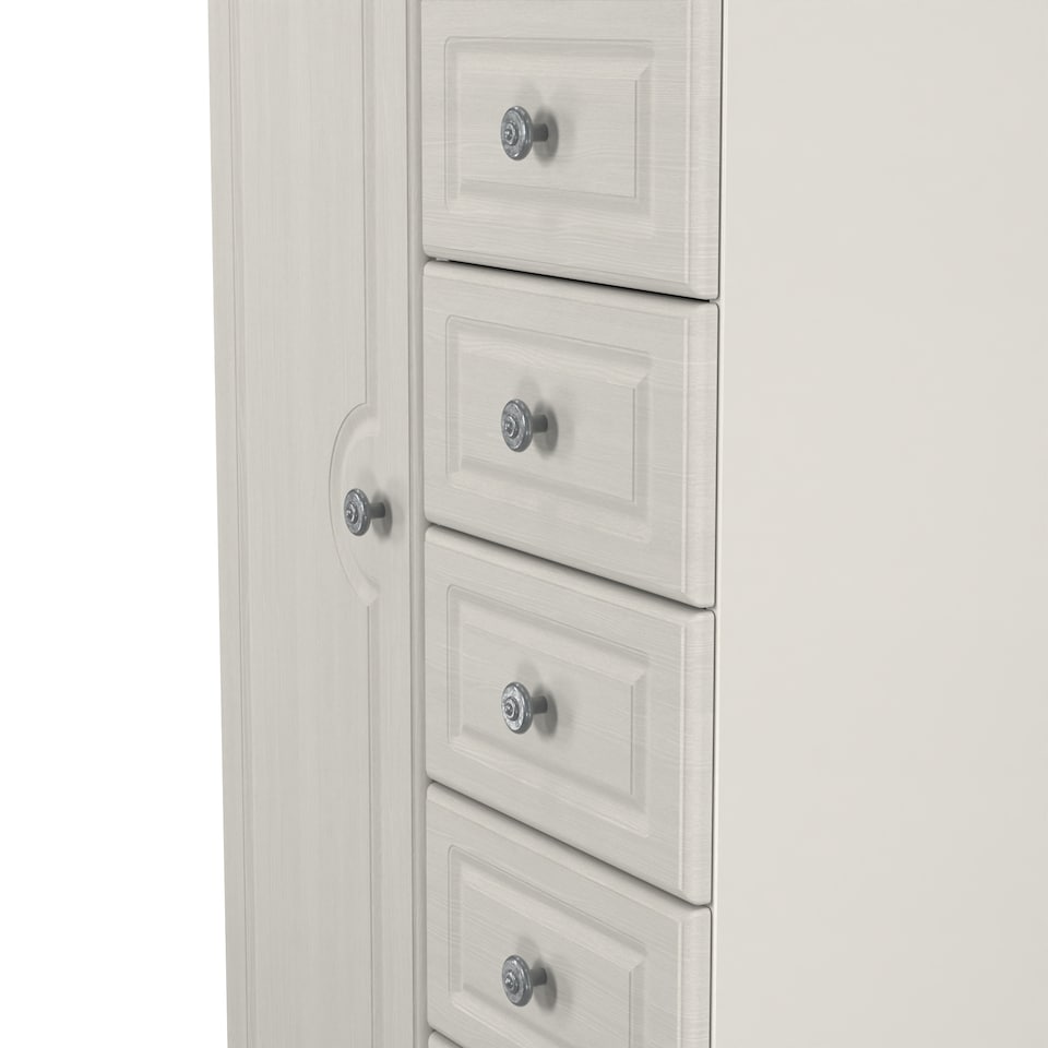 image 1 of Stirling 5 Drawer 1 Door Childrens Wardrobe in Grey Ash (Ready Assembled) | Grey | Grey Ash