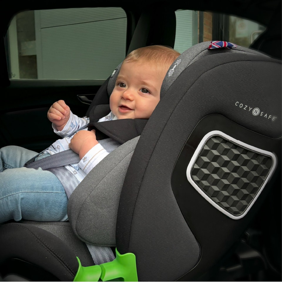 image 1 of Cozy N Safe Omega i-Size 360 Rotating Car Seat 40-150cm, ISOFix & Support Leg, Extended Rear & Forward Facing, High Booster, Side Impact Protection, Adjustable Headrest, Birth to 12 Years (Ivory)