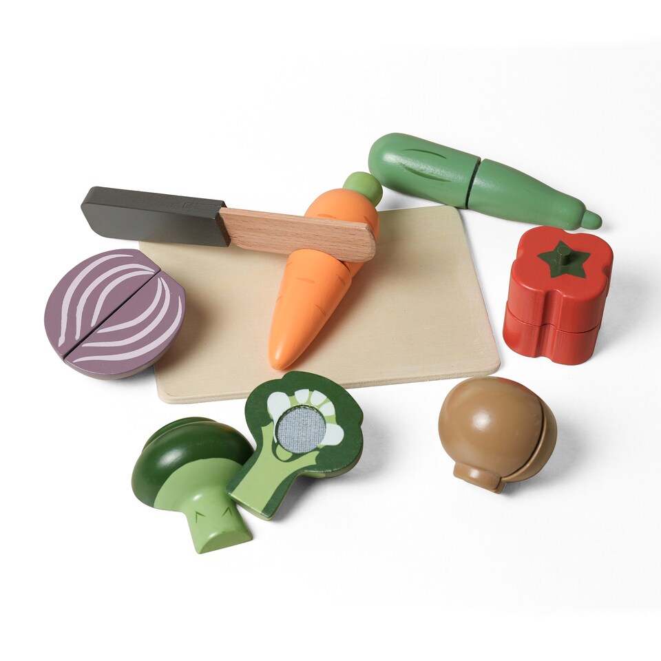 image 1 of Hooga Playroom Cutting Play Food - Role Play Wooden Vegetables