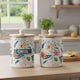 image 2 of Tropical Flowers Food Waste Caddy - Metal 2L Decorative Kitchen Compost Bin