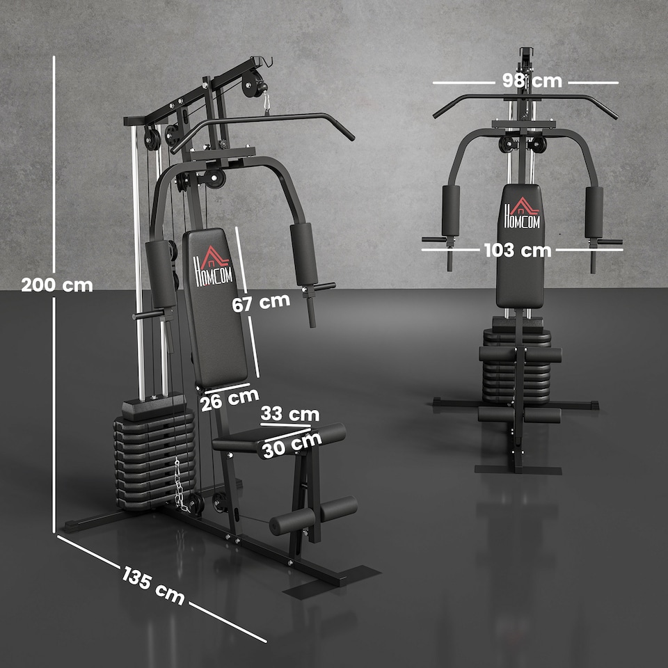 image 1 of HOMCOM Multifunction Home Gym Machine with 45kg Weights for Full Body Workout