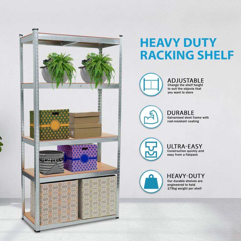 image 1 of 3 x 5 Tier Metal Shelf Storage Unit Shelving Shelves Racking Warehouse Rack Shed