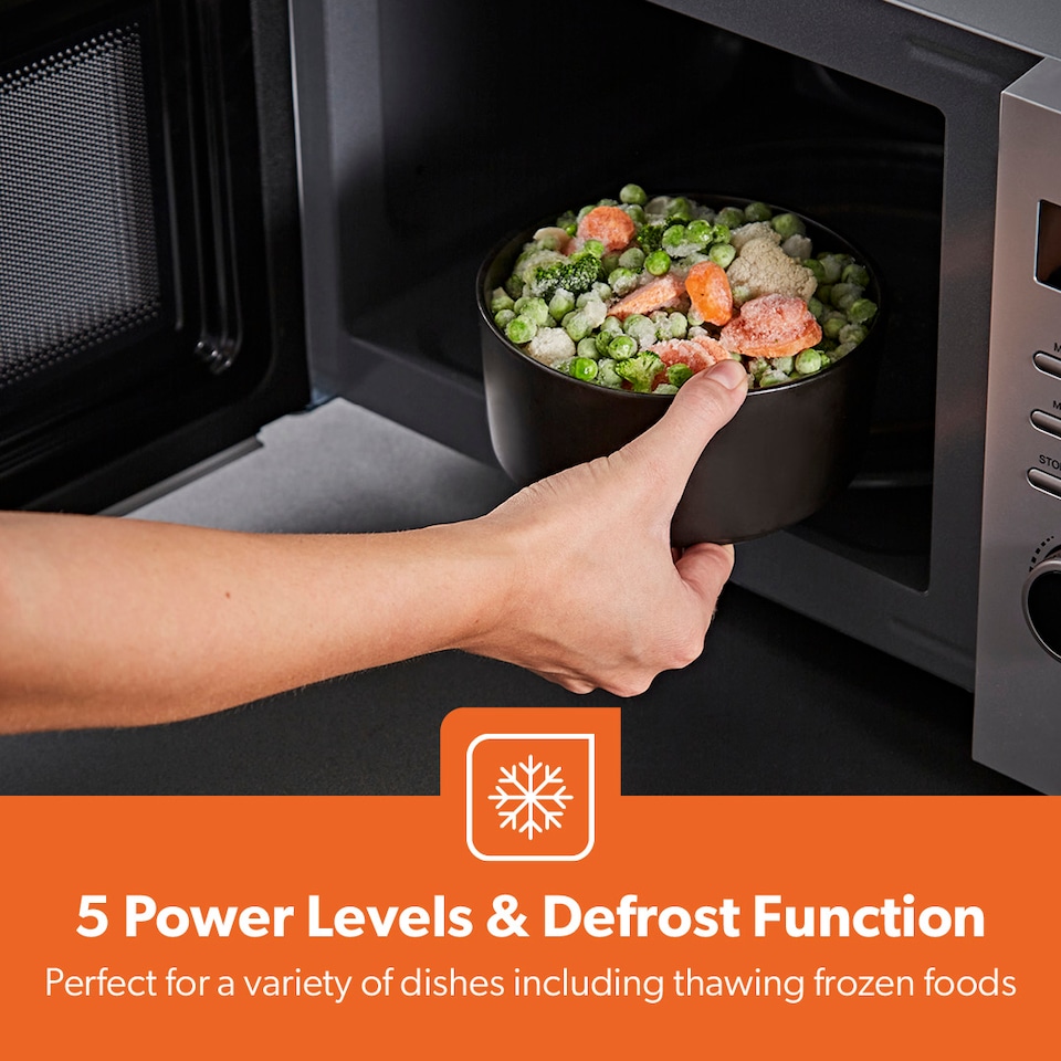 image 1 of GEEPAS 23L Digital Microwave Oven 800W, 5 Power Levels Silver