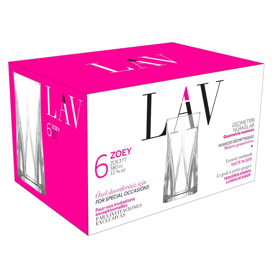 image 1 of LAV Zoey Highball Glasses - 380ml - Pack of 6