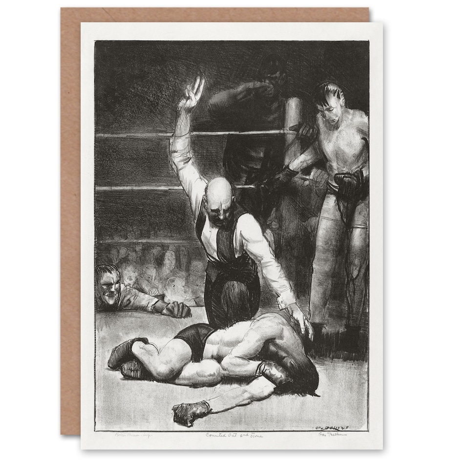 image 1 of George Bellows Counted Out Second Stone Boxing Art Greeting Card