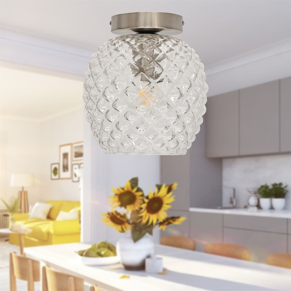 image 1 of Cynthia - Satin Nickel Ceiling Flush Mount Ceiling Light for Shades