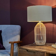 ValueLights Natural Table Lamp Cream Shade