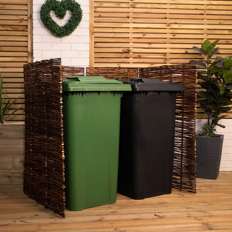 image 1 of 1.16m x 1.22m Double Garden Patio Willow Wheelie Bin Screen Hideaway