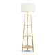 image 3 of ValueLights Hiru Wooden 3 Tier Shelf Floor Lamp Cream Shade & Bulb Cream