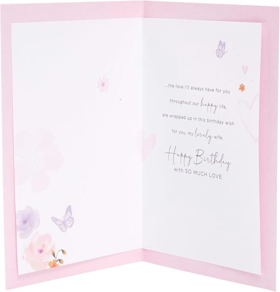image 1 of Pink & Gold Design Wife Birthday Card
