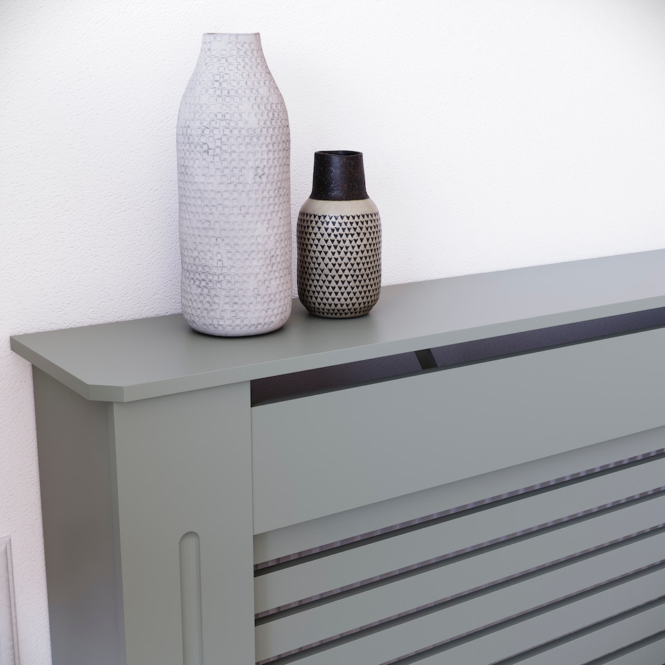 image 1 of Vida Designs Milton Radiator Cover Painted MDF Slatted Cabinet, Grey, 172cm