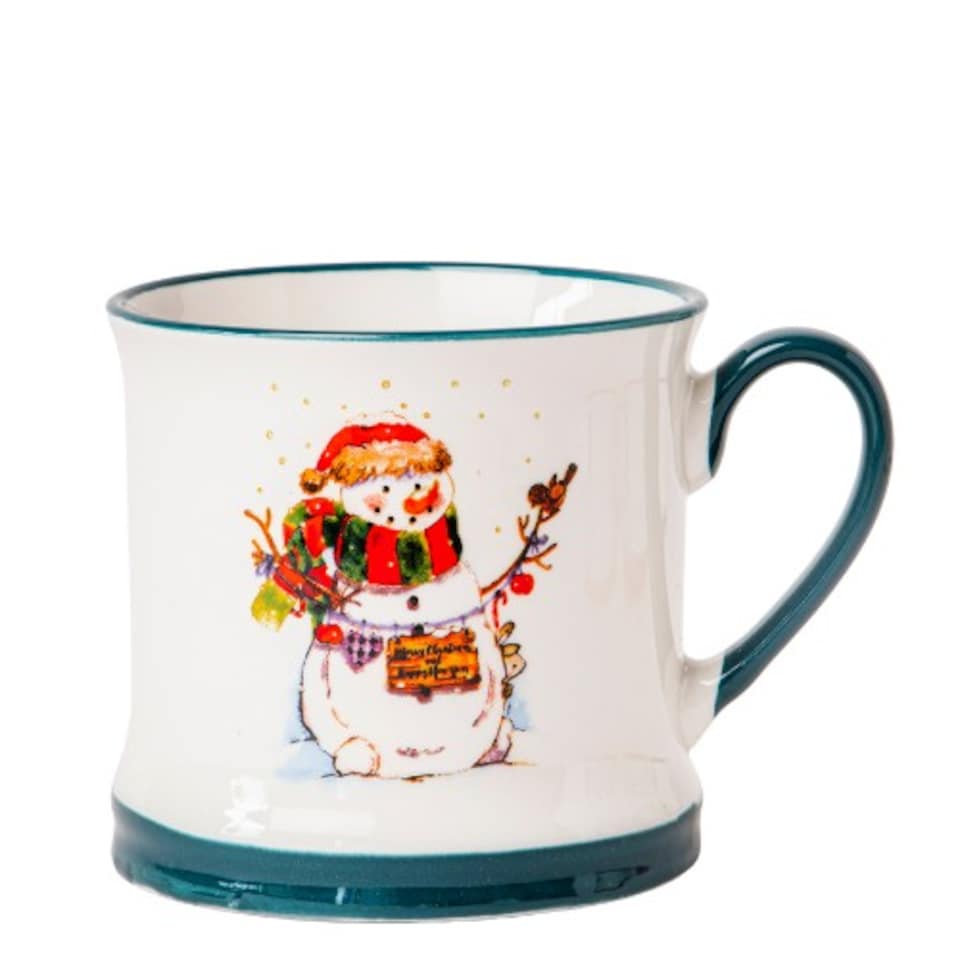 image 1 of Festive Snowman Ceramic Mug 340ml | White | Snowman with Gift Bag | 340ml | 1