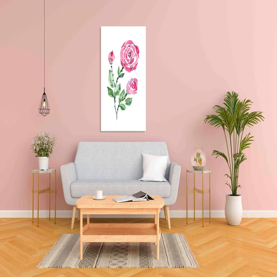 image 1 of Beautiful pink rose on a white background (Canvas Prints) 102cm x 76cm