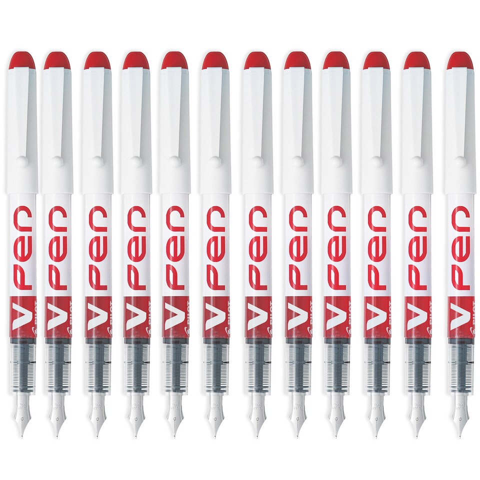image 1 of PILOT V Pen Erasable Disposable Fountain Pen 0.58mm Pack of 12