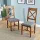 image 4 of Pair Of High Backed Dining Chairs Checked Seat Solid Oak Legs Fully Assembled Grey | Cross Back
