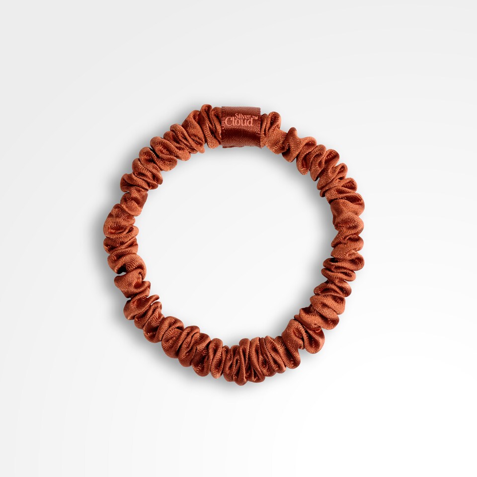 image 1 of Silver Cloud Silver Ion Infused Satin Skinny Scrunchies Auburn 5 Pack