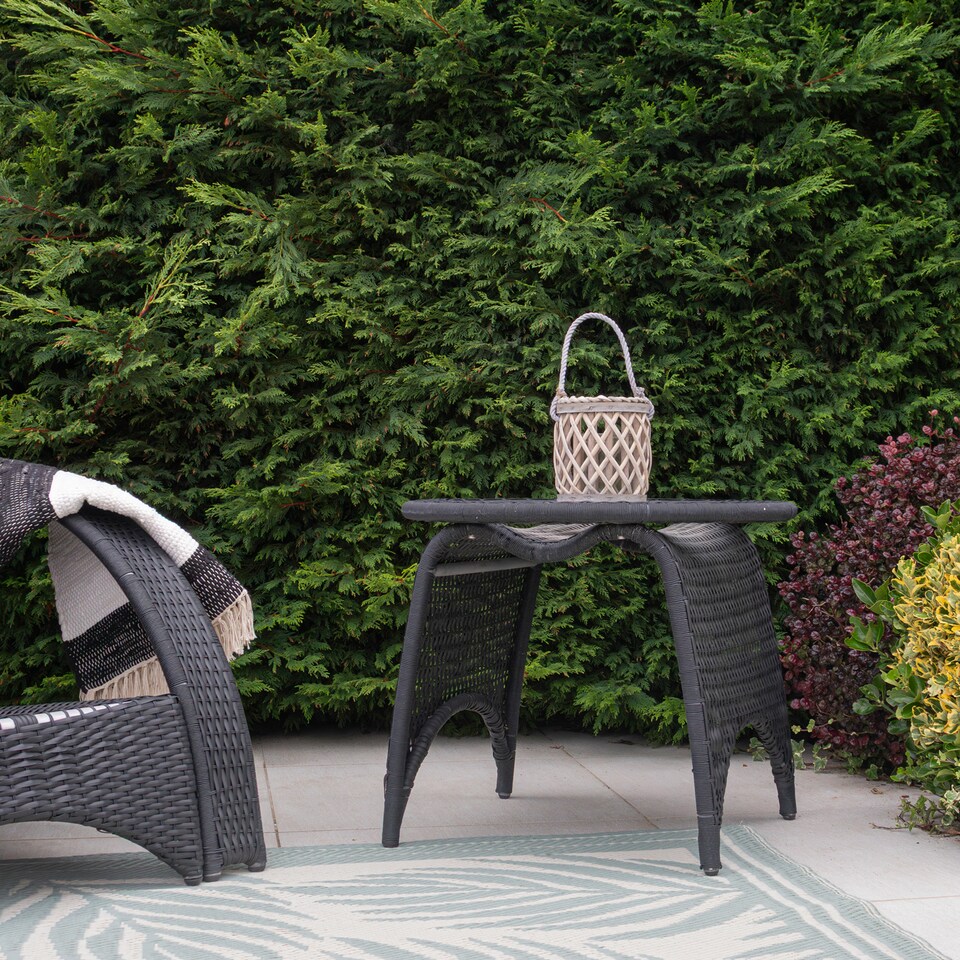 image 1 of JVL Luna Natural Willow Wood Lantern With Braided Rope Handle, Grey Wash