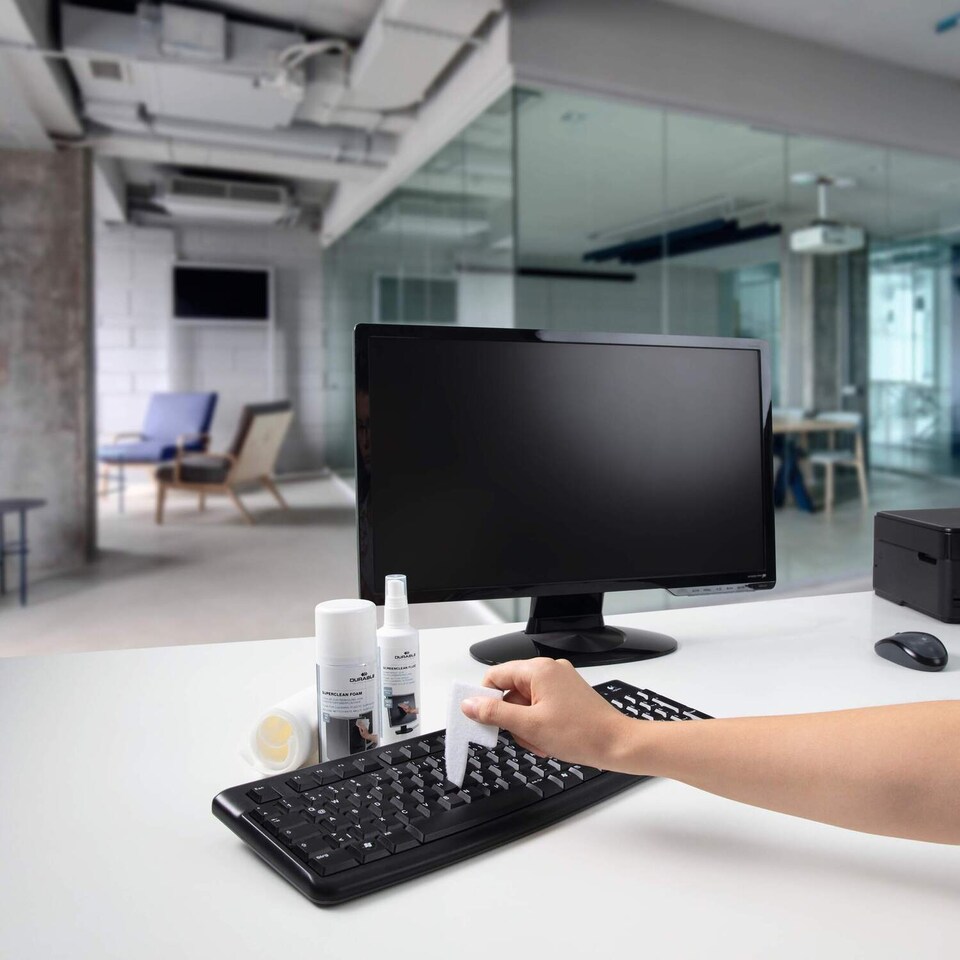 image 1 of Durable PC Tech Cleaning Kit | Screen Spray, Foam Spray, Wipes & Keyboard Tool