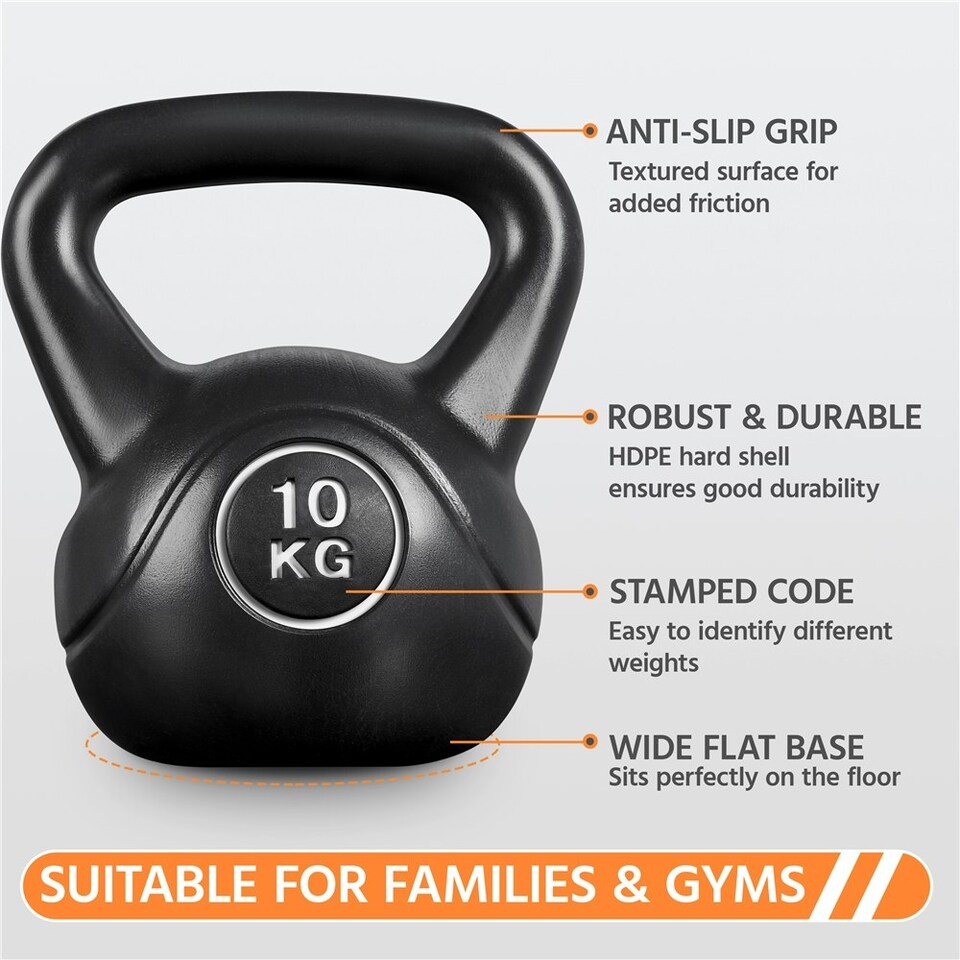 image 1 of Yaheetech 10KG HDPE Coated Kettle Bells for Fitness Workout | Black | 10
