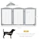 image 7 of PawHut Foldable Dog Gate, Freestanding Pet Gate with Two Support Feet - Grey