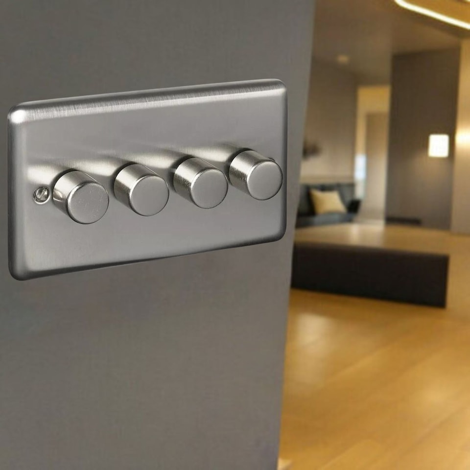 image 1 of Volex Crabtree 4-Gang Dimmer Light Switch - Flush Style