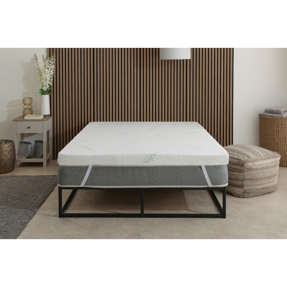 image 1 of Advanced Cooling Memory Foam Mattress Topper - 2.5cm Thick | White | Small Single