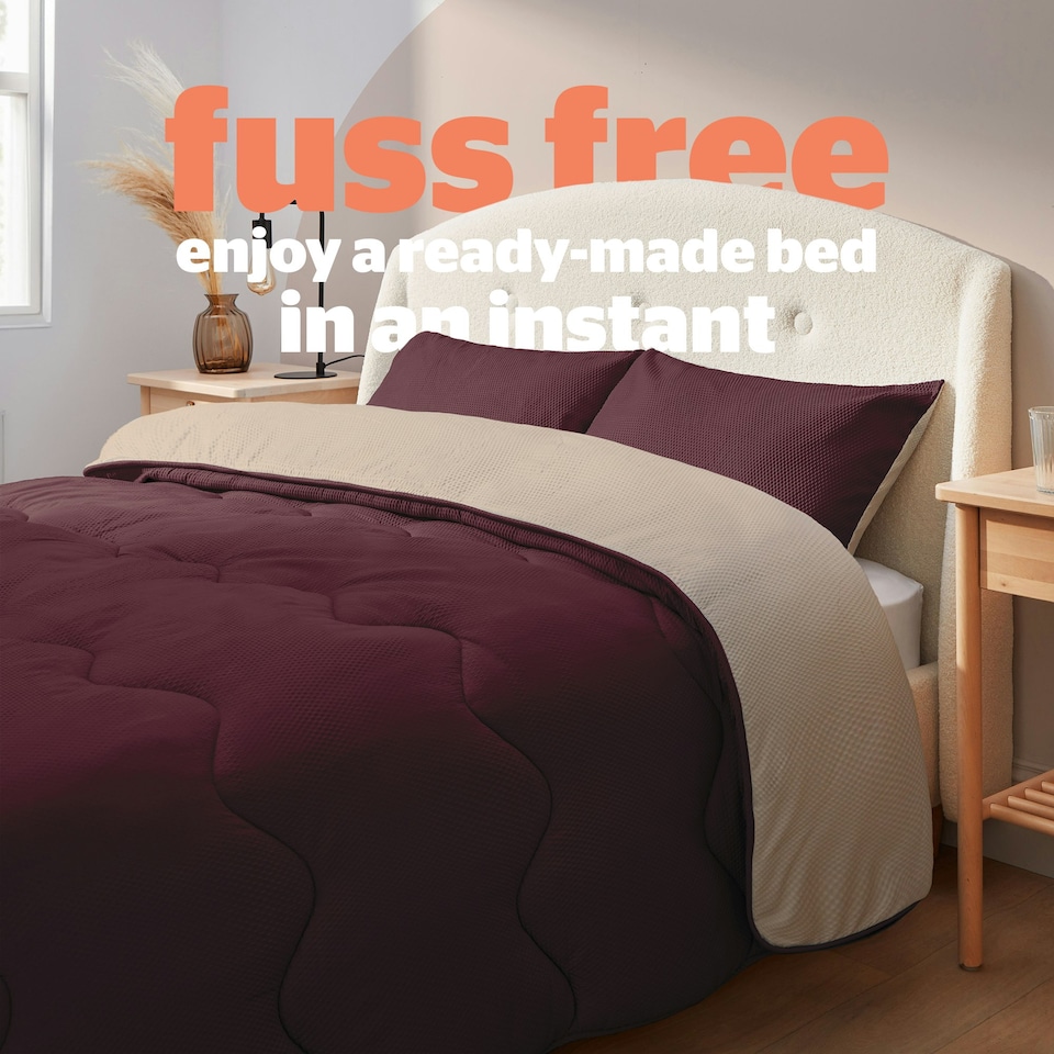 image 1 of Silentnight 10.5 Tog Seersucker Coverless Duvet and Pillowcase Set N/A | Berry/Natural | Double