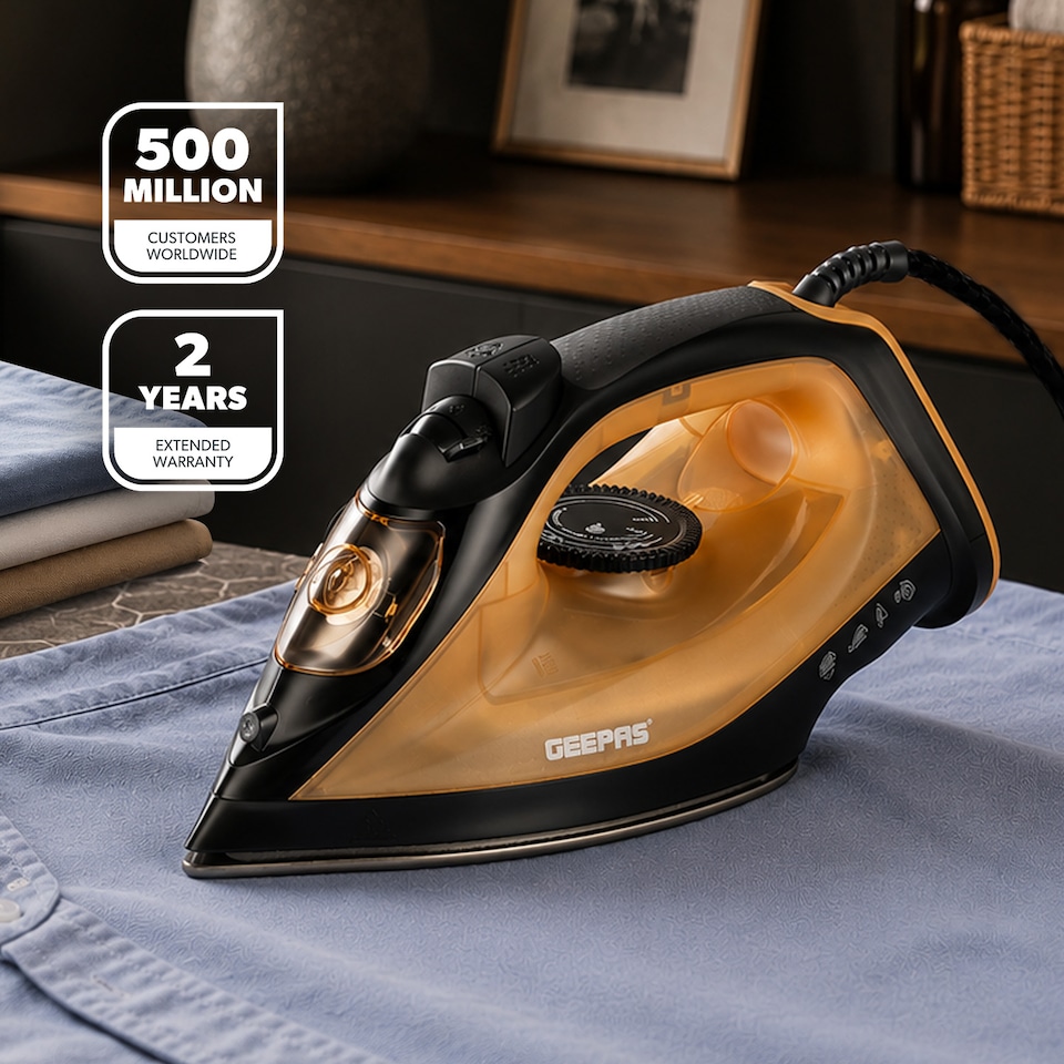 image 1 of GEEPAS Steam Iron 1800W, Gold