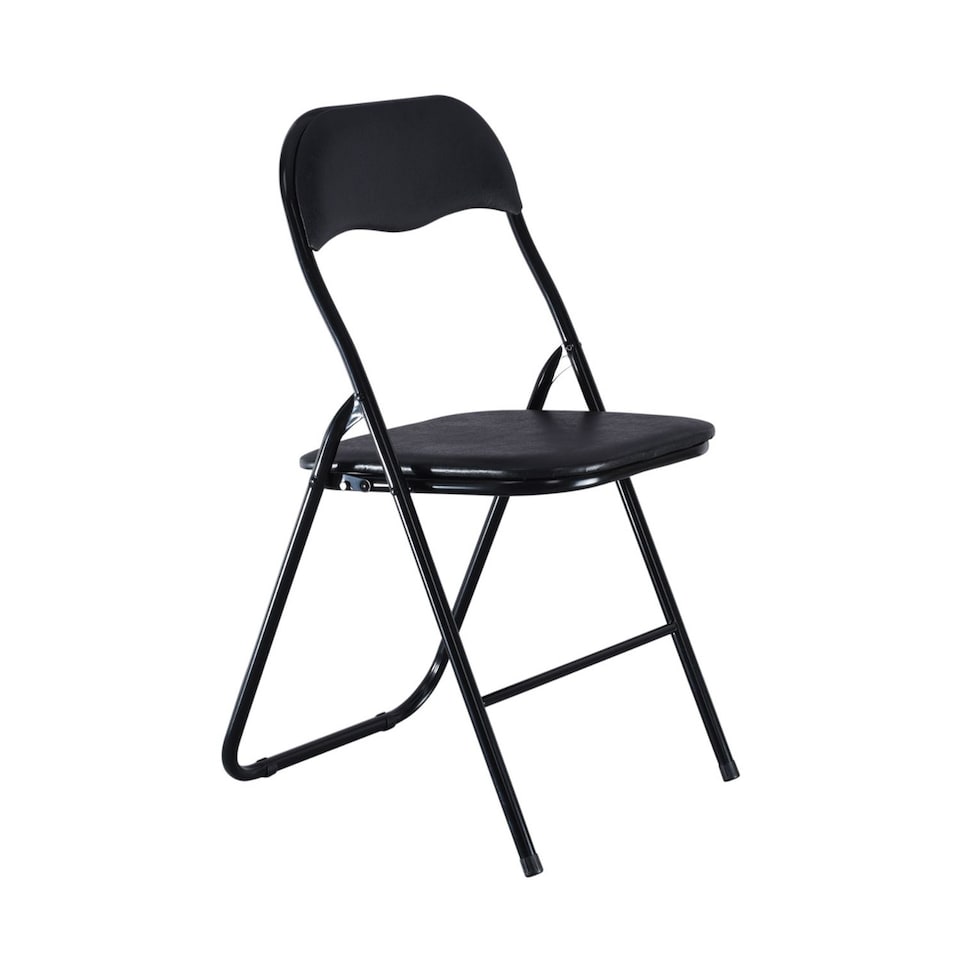 image 1 of 4-Pc Folding Chair Set with Cushioned PVC Seat and Back | Black | 4
