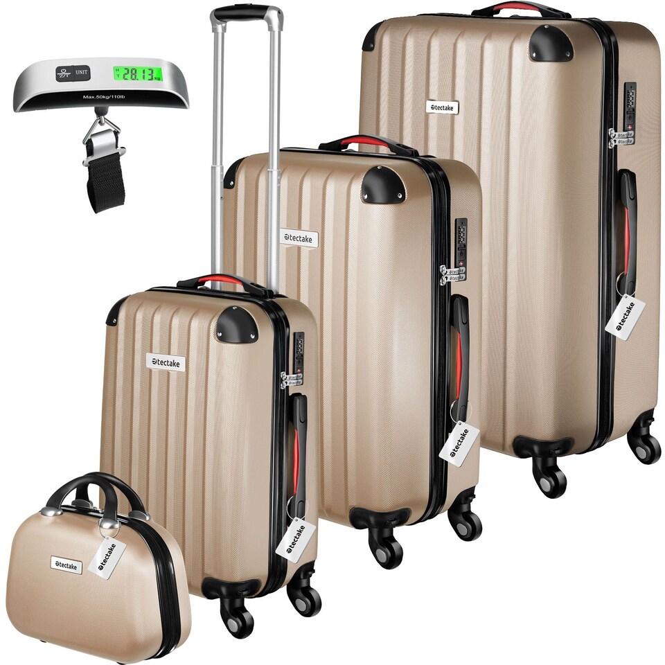 image 1 of Suitcase Set Cleo - 3 suitcases, 1 beauty case, including luggage scales and tags | Cream | champagne | 1
