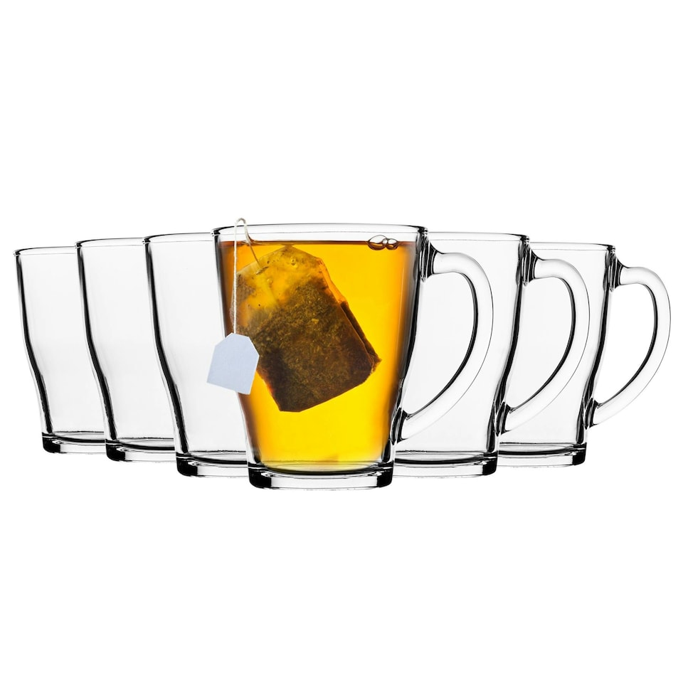 image 1 of Duralex Cosy Glass Latte Coffee Mugs - 350ml Cups - Pack of 6 Clear