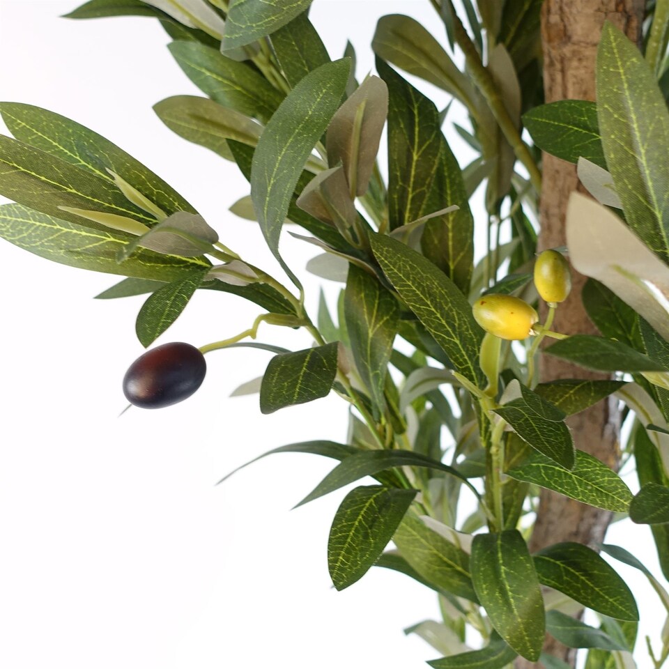 image 1 of 120cm Artificial Natural Look Olive Tree with Wooden Trunk | Green | 4ft