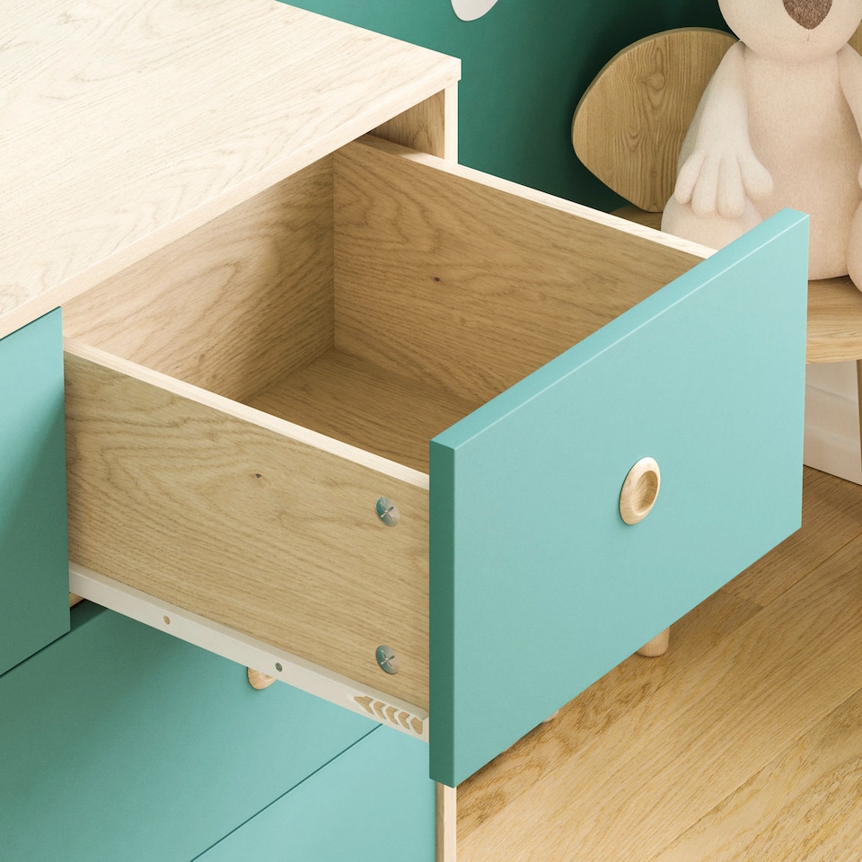 image 1 of Junior Vida Neptune 5 Drawer Chest, Blue & Oak - Set of 2
