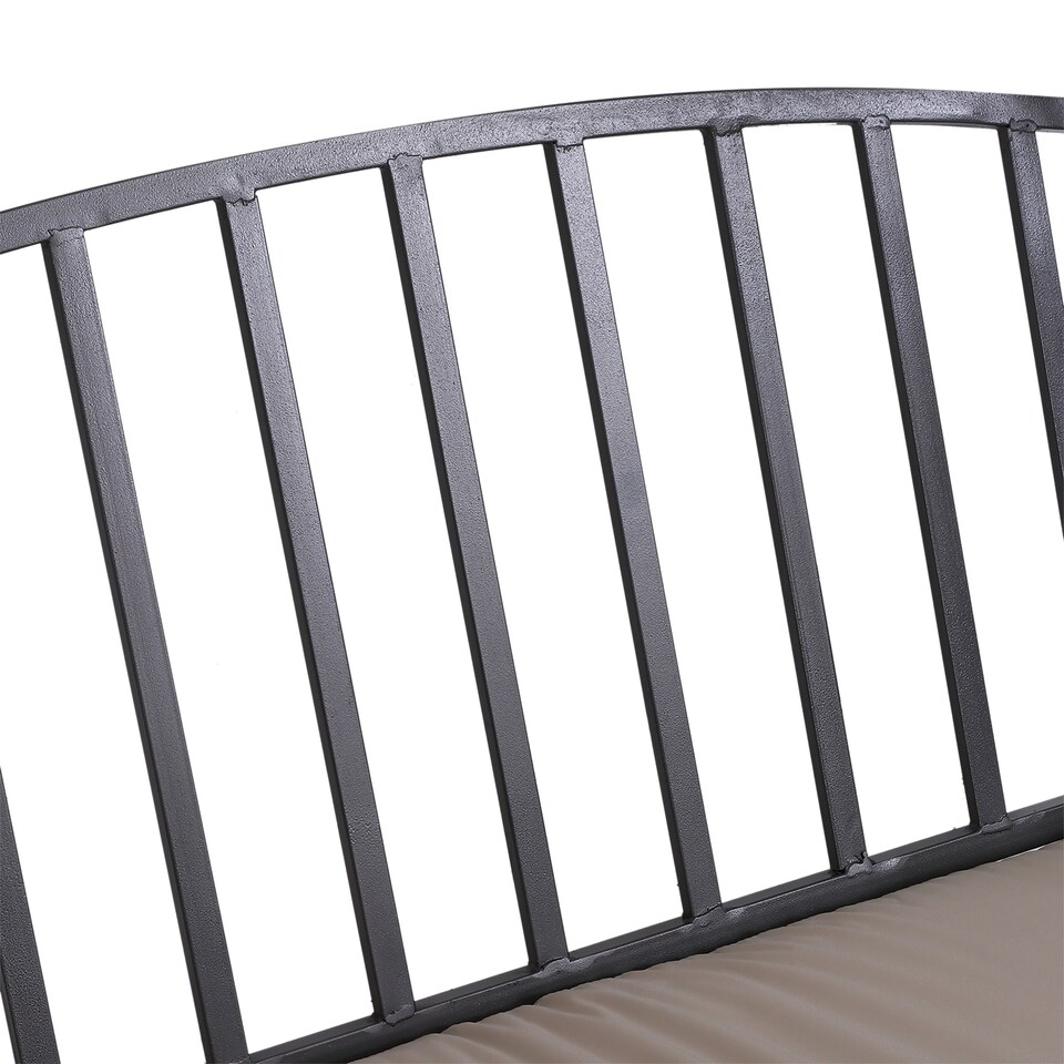 image 1 of Outsunny Garden Metal Arch Bench, Outdoor Furniture Chair with Cushion Outdoor Patio Rose Trellis Arbour Pergola, for Climbing Plant 114L x 60W x 206H cm