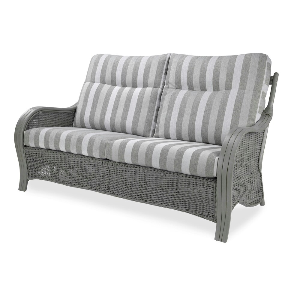 image 1 of Desser Turin Grey 3 Seater Rattan Sofa Set in Duke Grey Stripe - Conservatory Sofa Suite