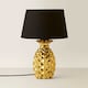 image 4 of ValueLights Pineapple Painted Gold Table Lamp with Small Black Tapered Shade and E14 Golfball LED 4W Warm White 3000K Bulb | Black