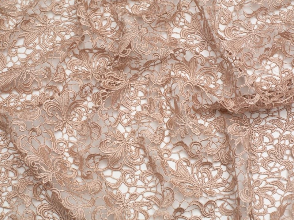 Minerva Core Range Beige Heavy Guipure Lace Fabric for Bridal, Dressmaking, 137cm / 53" Wide - per metre