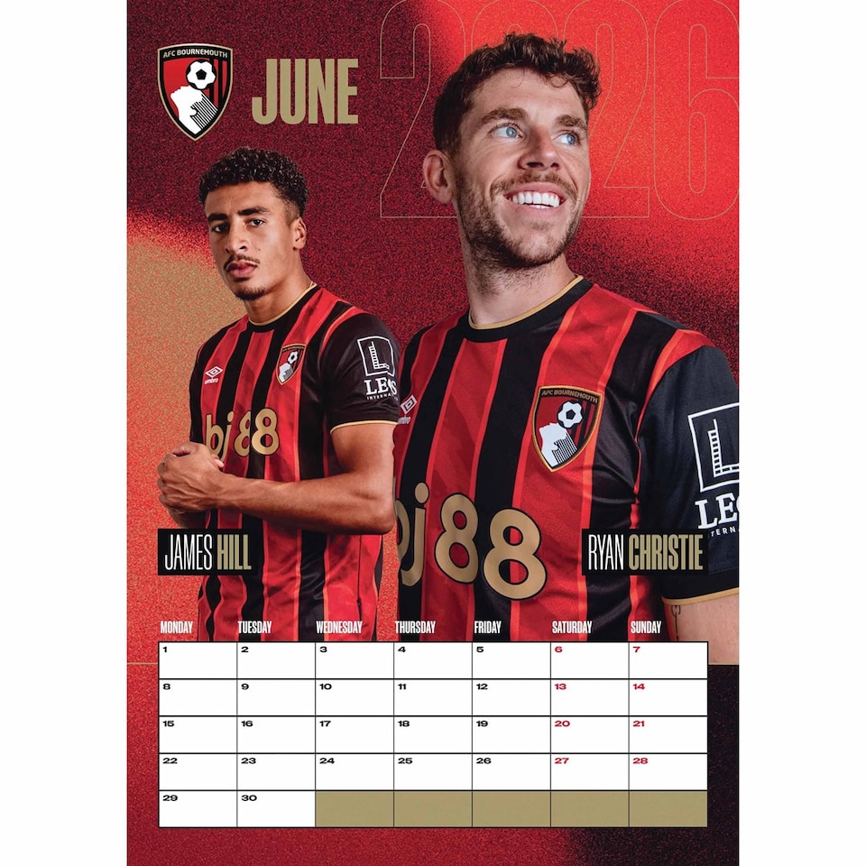 image 1 of BOURNEMOUTH AFC 2026 A3 CALENDAR