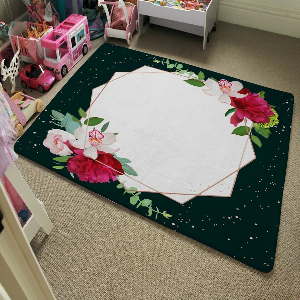 image 1 of Bright Flowers, Dark Background (Rug) Multi | XL: 160x230cm