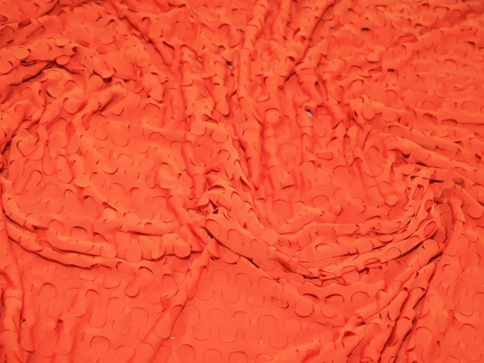 Orange Cut Out ITY Silky Stretch Knit Fabric for Dressmaking, 150cm / 59" Wide - per metre