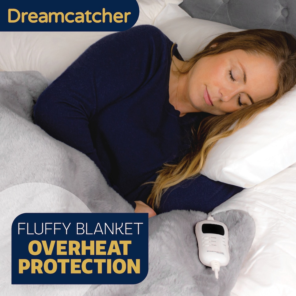 image 1 of Dreamcatcher Faux Fur Electric Heated Throw Blanket 160x130cm Light Grey | Grey | Grey | One Size | 1